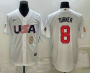 Cheap Men's USA Baseball #8 Trea Turner Number 2023 White World Baseball Classic Stitched Jerseys
