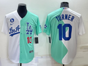 Wholesale Men's Los Angeles Dodgers #10 Justin Turner White Green Number 2022 Celebrity Softball Game Cool Base Jersey1