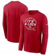 Cheap Men's San Francisco 49ers Scarlet 2023 NFC West Division Champions Locker Room Trophy Collection Long Sleeve T-Shirt