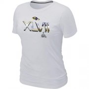 Wholesale Cheap Women's Baltimore Ravens 2012 Super Bowl XLVII On Our Way T-Shirt White
