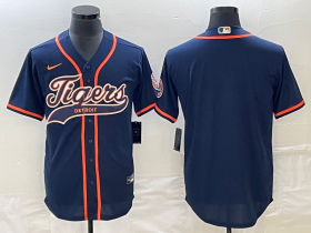 Wholesale Cheap Men\'s Detroit Tigers Blank Navy Cool Base Stitched Baseball Jersey