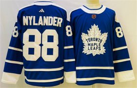 Cheap Men\'s Toronto Maple Leafs #88 William Nylander Blue 2022 Reverse Retro Stitched Jersey