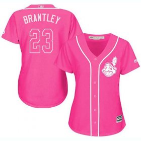 Wholesale Cheap Indians #23 Michael Brantley Pink Fashion Women\'s Stitched MLB Jersey