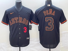 Cheap Men\'s Houston Astros #3 Jeremy Pena Number Lights Out Black Fashion Stitched MLB Cool Base Nike Jersey2