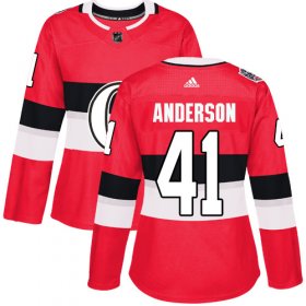 Wholesale Cheap Adidas Senators #41 Craig Anderson Red Authentic 2017 100 Classic Women\'s Stitched NHL Jersey