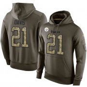 Wholesale Cheap NFL Men's Nike Pittsburgh Steelers #21 Sean Davis Stitched Green Olive Salute To Service KO Performance Hoodie