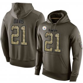 Wholesale Cheap NFL Men\'s Nike Pittsburgh Steelers #21 Sean Davis Stitched Green Olive Salute To Service KO Performance Hoodie