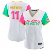 Wholesale Cheap Women's San Diego Padres #11 Yu Darvish White 2022 City Connect Cool Base Stitched Baseball Jersey(Run Small)