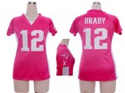Wholesale Cheap Nike Patriots #12 Tom Brady Pink Draft Him Name & Number Top Women's Stitched NFL Elite Jersey