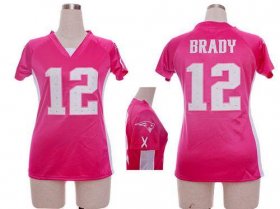 Wholesale Cheap Nike Patriots #12 Tom Brady Pink Draft Him Name & Number Top Women\'s Stitched NFL Elite Jersey