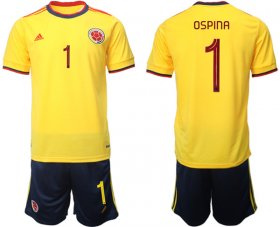 Cheap Men\'s Colombia #1 Ospina Yellow Home Soccer Jersey Suit
