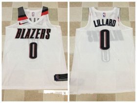 Wholesale Cheap Men\'s Portland Trail Blazers #0 Damian Lillard White 2017-2018 Nike Swingman Stitched NBA Jersey