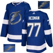 Wholesale Cheap Adidas Lightning #77 Victor Hedman Blue Home Authentic Fashion Gold Stitched NHL Jersey