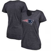 Wholesale Cheap Women's New England Patriots NFL Pro Line by Fanatics Branded Navy Distressed Team Logo Tri-Blend T-Shirt