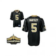 Wholesale Cheap Saints #5 Garrett Hartley Black Super Bowl XLIV 44 Champions Stitched NFL Jersey
