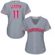 Wholesale Cheap Reds #11 Barry Larkin Grey Road Women's Stitched MLB Jersey