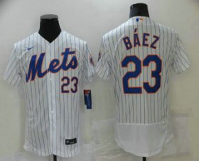Wholesale Cheap Men\'s New York Mets #23 Javier Baez White Stitched MLB Flex Base Nike Jersey