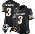 Cheap Men's Colorado Buffaloes #3 Dylan Edwards Black Football Jersey