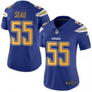 Wholesale Cheap Nike Chargers #55 Junior Seau Electric Blue Women's Stitched NFL Limited Rush Jersey