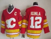 Wholesale Cheap Flames #12 Jarome Iginla Red CCM Throwback Stitched NHL Jersey