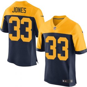Wholesale Cheap Nike Packers #33 Aaron Jones Navy Blue Alternate Men\'s Stitched NFL New Elite Jersey
