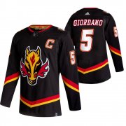 Wholesale Cheap Calgary Flames #5 Mark Giordano Black Men's Adidas 2020-21 Reverse Retro Alternate NHL Jersey