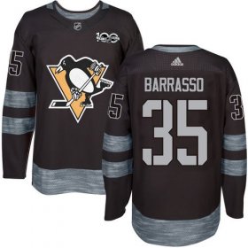 Wholesale Cheap Adidas Penguins #35 Tom Barrasso Black 1917-2017 100th Anniversary Stitched NHL Jersey