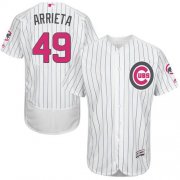 Wholesale Cheap Cubs #49 Jake Arrieta White(Blue Strip) Flexbase Authentic Collection Mother's Day Stitched MLB Jersey