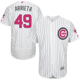 Wholesale Cheap Cubs #49 Jake Arrieta White(Blue Strip) Flexbase Authentic Collection Mother\'s Day Stitched MLB Jersey