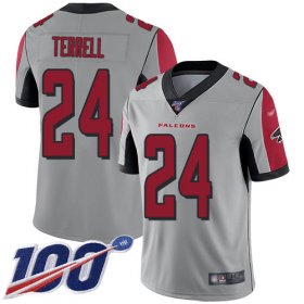 Wholesale Cheap Nike Falcons #24 A.J. Terrell Silver Youth Stitched NFL Limited Inverted Legend 100th Season Jersey