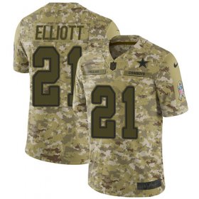 Wholesale Cheap Nike Cowboys #21 Ezekiel Elliott Camo Men\'s Stitched NFL Limited 2018 Salute To Service Jersey