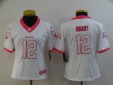 Wholesale Cheap Women's Tampa Bay Buccaneers #12 Tom Brady White Pink 2016 Color Rush Fashion NFL Nike Limited Jersey