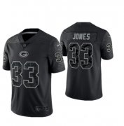 Wholesale Cheap Men's Green Bay Packers #33 Aaron Jones Black Reflective Limited Stitched Football Jersey