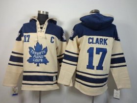 Wholesale Cheap Maple Leafs #17 Wendel Clark Cream Sawyer Hooded Sweatshirt Stitched NHL Jersey