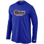 Wholesale Cheap Nike Los Angeles Rams Authentic Font Long Sleeve T-Shirt Blue