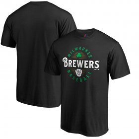 Wholesale Cheap Milwaukee Brewers Majestic Forever Lucky T-Shirt Black