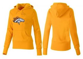 Wholesale Cheap Women\'s Denver Broncos Logo Pullover Hoodie Yellow