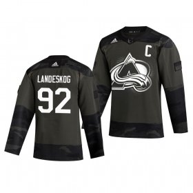 Wholesale Cheap Colorado Avalanche #92 Gabriel Landeskog Adidas 2019 Veterans Day Men\'s Authentic Practice NHL Jersey Camo