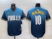 Cheap Men's Philadelphia Phillies #10 JT Realmuto Blue 2024 City Connect Limited Stitched Jersey