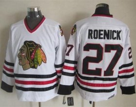 Wholesale Cheap Blackhawks #27 Jeremy Roenick White CCM Throwback Stitched NHL Jersey