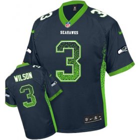 Wholesale Cheap Nike Seahawks #3 Russell Wilson Steel Blue Team Color Men\'s Stitched NFL Elite Drift Fashion Jersey