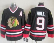 Wholesale Cheap Blackhawks #9 Bobby Hull Black CCM Throwback Stitched NHL Jersey