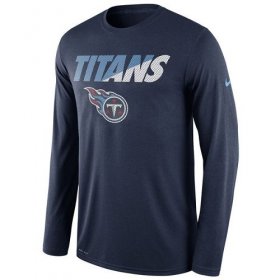 Wholesale Cheap Men\'s Tennessee Titans Nike Navy Legend Staff Practice Long Sleeves Performance T-Shirt