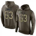 Wholesale Cheap NFL Men's Nike Green Bay Packers #63 Corey Linsley Stitched Green Olive Salute To Service KO Performance Hoodie