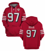Wholesale Cheap Men's San Francisco 49ers #97 Nick Bosa 2021 Red 75th Anniversary Pullover Hoodie