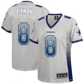 Wholesale Cheap Nike Cowboys #8 Troy Aikman Grey Women\'s Stitched NFL Elite Drift Fashion Jersey