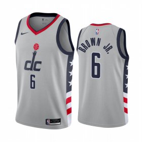 Wholesale Cheap Nike Wizards #6 Troy Brown Jr Gray NBA Swingman 2020-21 City Edition Jersey