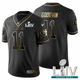 Wholesale Cheap San Francisco 49ers #11 Marquise Goodwin Men\'s Nike Black Golden Super Bowl LIV 2020 Limited NFL 100 Jersey