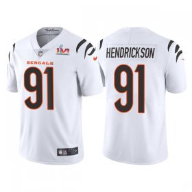 Wholesale Cheap Men\'s Cincinnati Bengals #91 Trey Hendrickson 2022 White Super Bowl LVI Vapor Limited Stitched Jersey