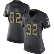 Wholesale Cheap Nike Browns #32 Jim Brown Black Women's Stitched NFL Limited 2016 Salute to Service Jersey